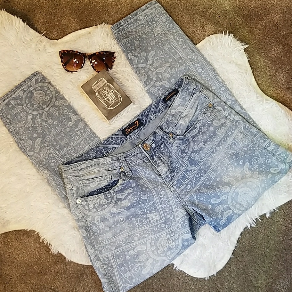 Sevens fade to paisley jeans
